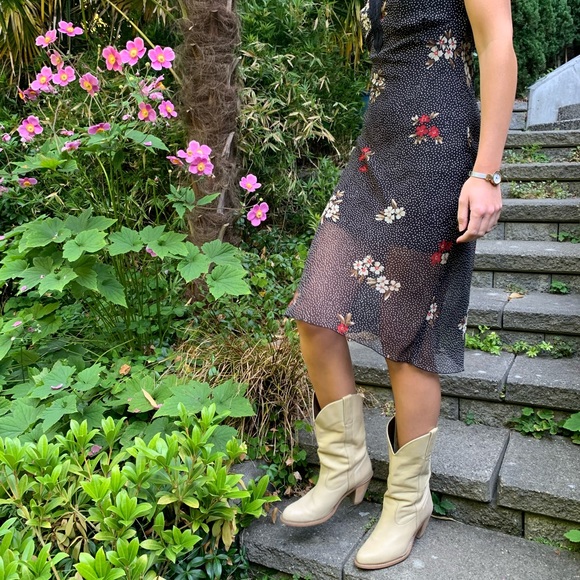 90s Floral Polka Dot Slip MIDI Dress - Picture 7 of 10